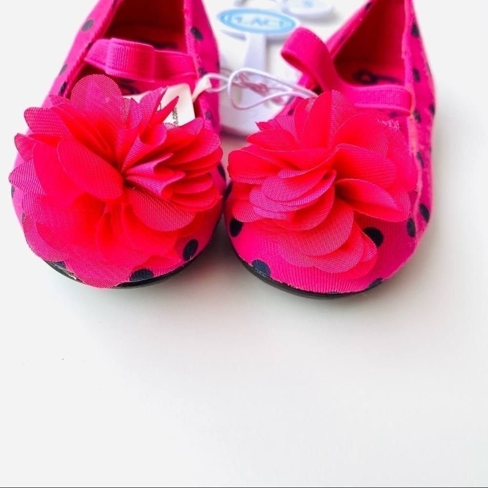 Nwt Pink Polka Dot Flower Flats Girls Size 5 - Picture 7 of 13